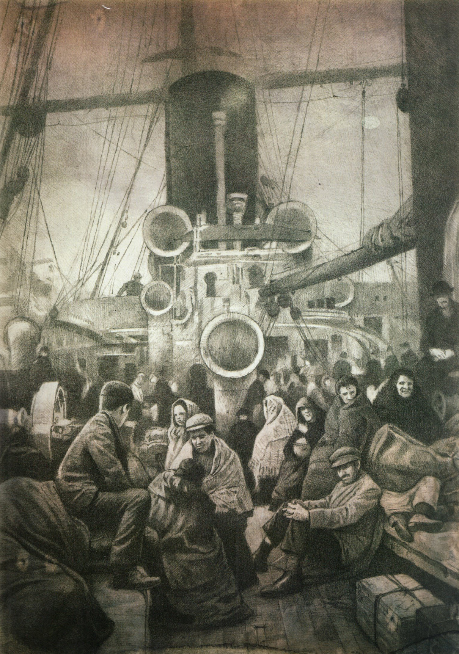 Pasajeros esperando en un barco